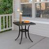 imageVINGLI 24 Cast Aluminum Outdoor Side Table All Weather Round Patio Coffee Table Porch Table Outdoor Bistro Table Outdoor End Table BronzeBlack