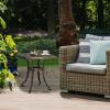 imageVINGLI 24 Cast Aluminum Outdoor Side Table All Weather Round Patio Coffee Table Porch Table Outdoor Bistro Table Outdoor End Table BronzeBronze