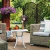 imageVINGLI 24 Cast Aluminum Outdoor Side Table All Weather Round Patio Coffee Table Porch Table Outdoor Bistro Table Outdoor End Table BronzeWhite