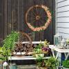 imageVINGLI 24quot Decorative Wooden Wheel Set of 2 Vintage Old Western Style Wall Hanging Wood Wagon Wheel for Bar Garage Patio Carbonized Solid Fir Wood24