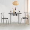 imageVINGLI 3 Piece Dining SetSmall Kitchen Table Set for 2Breakfast Table SetKitchen Wooden Table and 2 Chairs for Small SpaceDining RoomApartmentMetal FrameWine RackWhiteampampWarm OakSliverblack