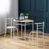 imageVINGLI 3 Piece Dining SetSmall Kitchen Table Set for 2Breakfast Table SetKitchen Wooden Table and 2 Chairs for Small SpaceDining RoomApartmentMetal FrameWine RackWhiteampampWarm OakWhitelight Oak
