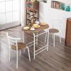 imageVINGLI 3 Piece Dining SetSmall Kitchen Table Set for 2Breakfast Table SetKitchen Wooden Table and 2 Chairs for Small SpaceDining RoomApartmentMetal FrameWine RackWhiteampampWarm OakWarm Oak