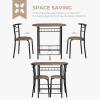 imageVINGLI 3 Piece Dining SetSmall Kitchen Table Set for 2Breakfast Table SetKitchen Wooden Table and 2 Chairs for Small SpaceDining RoomApartmentMetal FrameWine RackWhiteampampWarm OakRustic