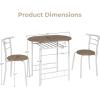 imageVINGLI 3 Piece Dining SetSmall Kitchen Table Set for 2Breakfast Table SetKitchen Wooden Table and 2 Chairs for Small SpaceDining RoomApartmentMetal FrameWine RackWhiteampampWarm OakWarm Oak