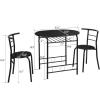 imageVINGLI 3 Piece Dining SetSmall Kitchen Table Set for 2Breakfast Table SetKitchen Wooden Table and 2 Chairs for Small SpaceDining RoomApartmentMetal FrameWine RackWhiteampampWarm OakBlack
