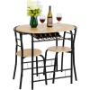 imageVINGLI 3 Piece Dining SetSmall Kitchen Table Set for 2Breakfast Table SetKitchen Wooden Table and 2 Chairs for Small SpaceDining RoomApartmentMetal FrameWine RackWhiteampampWarm OakBlacknatural