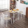 imageVINGLI 3 Piece Dining SetSmall Kitchen Table Set for 2Breakfast Table SetKitchen Wooden Table and 2 Chairs for Small SpaceDining RoomApartmentMetal FrameWine RackWhiteampampWarm OakWhitelight Oak