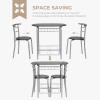 imageVINGLI 3 Piece Dining SetSmall Kitchen Table Set for 2Breakfast Table SetKitchen Wooden Table and 2 Chairs for Small SpaceDining RoomApartmentMetal FrameWine RackWhiteampampWarm OakSliverblack