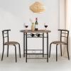imageVINGLI 3 Piece Dining SetSmall Kitchen Table Set for 2Breakfast Table SetKitchen Wooden Table and 2 Chairs for Small SpaceDining RoomApartmentMetal FrameWine RackWhiteampampWarm OakRustic
