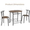 imageVINGLI 3 Piece Dining SetSmall Kitchen Table Set for 2Breakfast Table SetKitchen Wooden Table and 2 Chairs for Small SpaceDining RoomApartmentMetal FrameWine RackWhiteampampWarm OakRustic