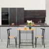 imageVINGLI 3 Piece Dining SetSmall Kitchen Table Set for 2Breakfast Table SetKitchen Wooden Table and 2 Chairs for Small SpaceDining RoomApartmentMetal FrameWine RackWhiteampampWarm OakBlacknatural