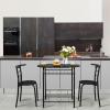 imageVINGLI 3 Piece Dining SetSmall Kitchen Table Set for 2Breakfast Table SetKitchen Wooden Table and 2 Chairs for Small SpaceDining RoomApartmentMetal FrameWine RackWhiteampampWarm OakBlack