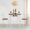 imageVINGLI 3 Piece Dining SetSmall Kitchen Table Set for 2Breakfast Table SetKitchen Wooden Table and 2 Chairs for Small SpaceDining RoomApartmentMetal FrameWine RackWhiteampampWarm OakWarm Oak