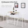 imageVINGLI 3 Piece Dining SetSmall Kitchen Table Set for 2Breakfast Table SetKitchen Wooden Table and 2 Chairs for Small SpaceDining RoomApartmentMetal FrameWine RackWhiteampampWarm OakWhitelight Oak