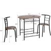 imageVINGLI 3 Piece Dining SetSmall Kitchen Table Set for 2Breakfast Table SetKitchen Wooden Table and 2 Chairs for Small SpaceDining RoomApartmentMetal FrameWine RackWhiteampampWarm OakWalnut