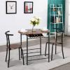 imageVINGLI 3 Piece Dining SetSmall Kitchen Table Set for 2Breakfast Table SetKitchen Wooden Table and 2 Chairs for Small SpaceDining RoomApartmentMetal FrameWine RackWhiteampampWarm OakWalnut