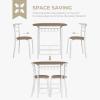 imageVINGLI 3 Piece Dining SetSmall Kitchen Table Set for 2Breakfast Table SetKitchen Wooden Table and 2 Chairs for Small SpaceDining RoomApartmentMetal FrameWine RackWhiteampampWarm OakWarm Oak
