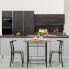 imageVINGLI 3 Piece Dining SetSmall Kitchen Table Set for 2Breakfast Table SetKitchen Wooden Table and 2 Chairs for Small SpaceDining RoomApartmentMetal FrameWine RackWhiteampampWarm OakWalnut