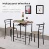 imageVINGLI 3 Piece Dining SetSmall Kitchen Table Set for 2Breakfast Table SetKitchen Wooden Table and 2 Chairs for Small SpaceDining RoomApartmentMetal FrameWine RackWhiteampampWarm OakRustic