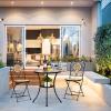 imageVINGLI 3 Pieces Garden Patio Mosaic Table Outdoor Bistro Set with Folding ChairsBlack Iron Frame