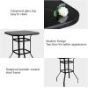imageVINGLI 32quot IndoorOutdoor Bar Height Table Square Tempered Glass Metal Table for Patio Backyard Poolside and Garden BrownBlack