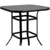 imageVINGLI 32quot IndoorOutdoor Bar Height Table Square Tempered Glass Metal Table for Patio Backyard Poolside and Garden BrownBlack
