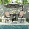 imageVINGLI 32quot IndoorOutdoor Bar Height Table Square Tempered Glass Metal Table for Patio Backyard Poolside and Garden BrownBlack
