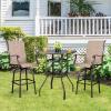 imageVINGLI 32quot IndoorOutdoor Bar Height Table Square Tempered Glass Metal Table for Patio Backyard Poolside and Garden BrownBrown