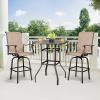 imageVINGLI 32quot IndoorOutdoor Bar Height Table Square Tempered Glass Metal Table for Patio Backyard Poolside and Garden BrownBrown
