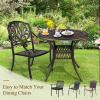 imageVINGLI 354 Dia Patio Dining Table with Umbrella Hole Cast Aluminum Bistro Table for Outdoor Garden Use 354 Dia x 295 H35 Inch Round