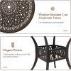 imageVINGLI 354 Dia Patio Dining Table with Umbrella Hole Cast Aluminum Bistro Table for Outdoor Garden Use 354 Dia x 295 H35 Inch Round