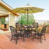 imageVINGLI 354 Dia Patio Dining Table with Umbrella Hole Cast Aluminum Bistro Table for Outdoor Garden Use 354 Dia x 295 H35 Inch Round