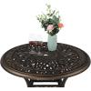 imageVINGLI 354 Dia Patio Dining Table with Umbrella Hole Cast Aluminum Bistro Table for Outdoor Garden Use 354 Dia x 295 H35 Inch Round
