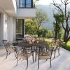 imageVINGLI 354 Dia Patio Dining Table with Umbrella Hole Cast Aluminum Bistro Table for Outdoor Garden Use 354 Dia x 295 H59 Inch