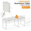 imageVINGLI 3FT Small Camping Table Adjustable Height Aluminum Folding Table for Picnic Party BBQ Plastic RV Suitcase Table Portable Lightweight Fold Up Utility Outdoor Tables with Carrying Handle White