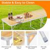 imageVINGLI 3FT Small Camping Table Adjustable Height Aluminum Folding Table for Picnic Party BBQ Plastic RV Suitcase Table Portable Lightweight Fold Up Utility Outdoor Tables with Carrying Handle Natural
