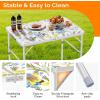 imageVINGLI 3FT Small Camping Table Adjustable Height Aluminum Folding Table for Picnic Party BBQ Plastic RV Suitcase Table Portable Lightweight Fold Up Utility Outdoor Tables with Carrying Handle Flower