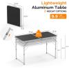 imageVINGLI 3FT Small Camping Table Adjustable Height Aluminum Folding Table for Picnic Party BBQ Plastic RV Suitcase Table Portable Lightweight Fold Up Utility Outdoor Tables with Carrying Handle Black