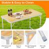 imageVINGLI 3FT Small Camping Table Adjustable Height Aluminum Folding Table for Picnic Party BBQ Plastic RV Suitcase Table Portable Lightweight Fold Up Utility Outdoor Tables with Carrying Handle Natural