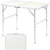 imageVINGLI 3FT Small Camping Table Adjustable Height Aluminum Folding Table for Picnic Party BBQ Plastic RV Suitcase Table Portable Lightweight Fold Up Utility Outdoor Tables with Carrying Handle White
