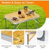 imageVINGLI 3FT Small Camping Table Adjustable Height Aluminum Folding Table for Picnic Party BBQ Plastic RV Suitcase Table Portable Lightweight Fold Up Utility Outdoor Tables with Carrying Handle Natural