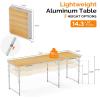 imageVINGLI 3FT Small Camping Table Adjustable Height Aluminum Folding Table for Picnic Party BBQ Plastic RV Suitcase Table Portable Lightweight Fold Up Utility Outdoor Tables with Carrying Handle Natural