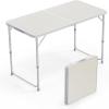 imageVINGLI 3FT Small Camping Table Adjustable Height Aluminum Folding Table for Picnic Party BBQ Plastic RV Suitcase Table Portable Lightweight Fold Up Utility Outdoor Tables with Carrying Handle White