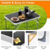 imageVINGLI 3FT Small Camping Table Adjustable Height Aluminum Folding Table for Picnic Party BBQ Plastic RV Suitcase Table Portable Lightweight Fold Up Utility Outdoor Tables with Carrying Handle Black