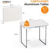 imageVINGLI 3FT Small Camping Table Adjustable Height Aluminum Folding Table for Picnic Party BBQ Plastic RV Suitcase Table Portable Lightweight Fold Up Utility Outdoor Tables with Carrying Handle White
