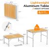 imageVINGLI 3FT Small Camping Table Adjustable Height Aluminum Folding Table for Picnic Party BBQ Plastic RV Suitcase Table Portable Lightweight Fold Up Utility Outdoor Tables with Carrying Handle Natural
