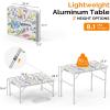 imageVINGLI 3FT Small Camping Table Adjustable Height Aluminum Folding Table for Picnic Party BBQ Plastic RV Suitcase Table Portable Lightweight Fold Up Utility Outdoor Tables with Carrying Handle Flower