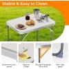 imageVINGLI 3FT Small Camping Table Adjustable Height Aluminum Folding Table for Picnic Party BBQ Plastic RV Suitcase Table Portable Lightweight Fold Up Utility Outdoor Tables with Carrying Handle White