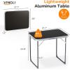 imageVINGLI 3FT Small Camping Table Adjustable Height Aluminum Folding Table for Picnic Party BBQ Plastic RV Suitcase Table Portable Lightweight Fold Up Utility Outdoor Tables with Carrying Handle Black